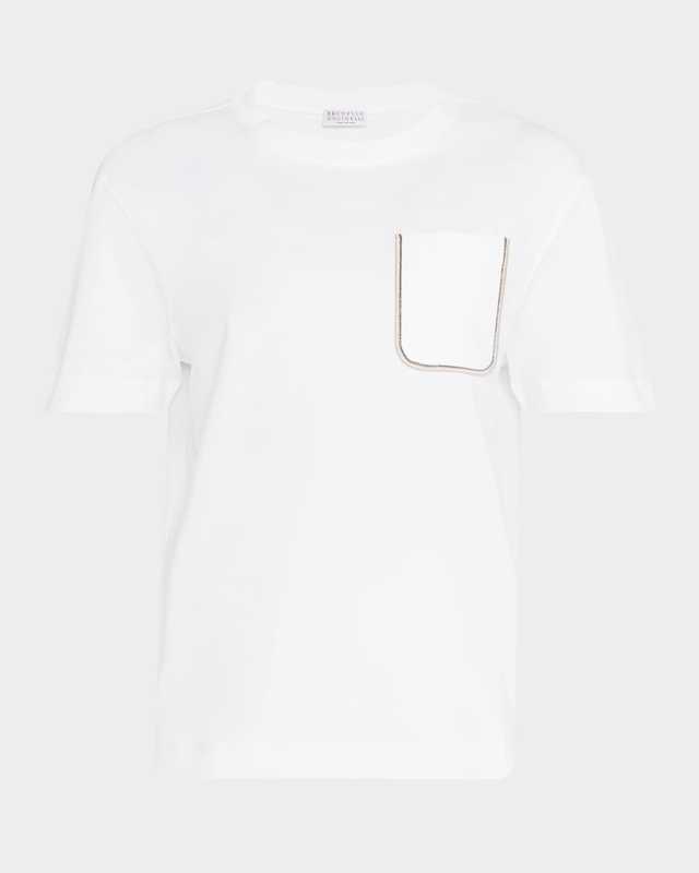 Monili Satin Pocket Cotton Jersey T-Shirt